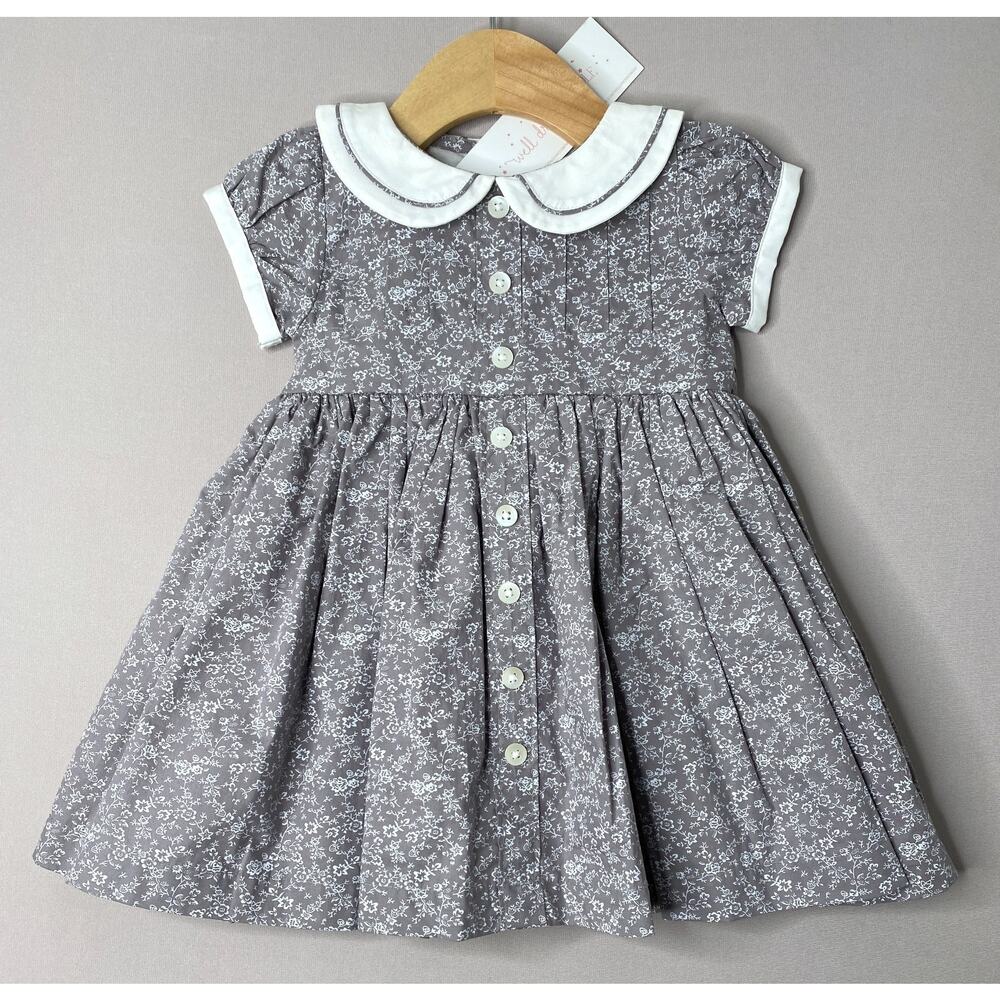NWT Well Dressed Wolf Gray Floral Short Sleeve Party Dress Girls 18 Mo
